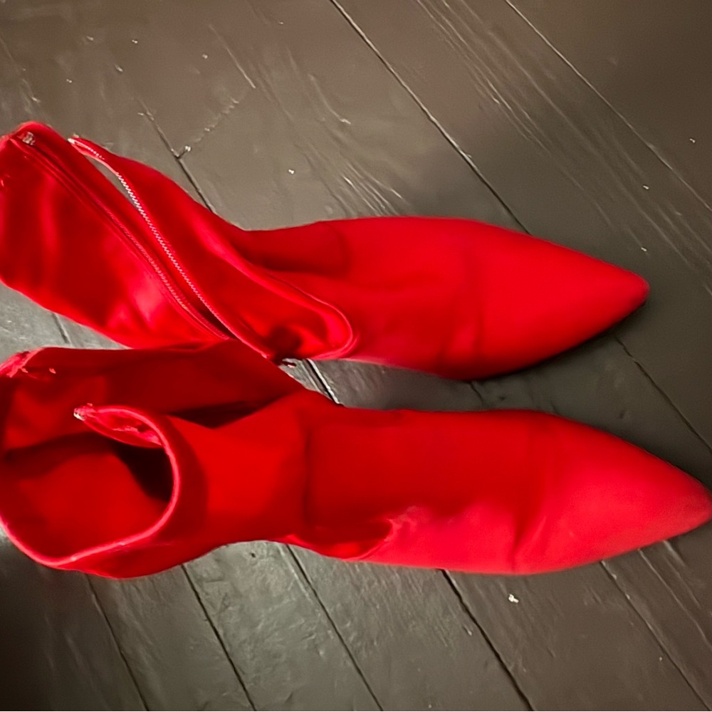 Vibrant Red Pointed Toe Boots